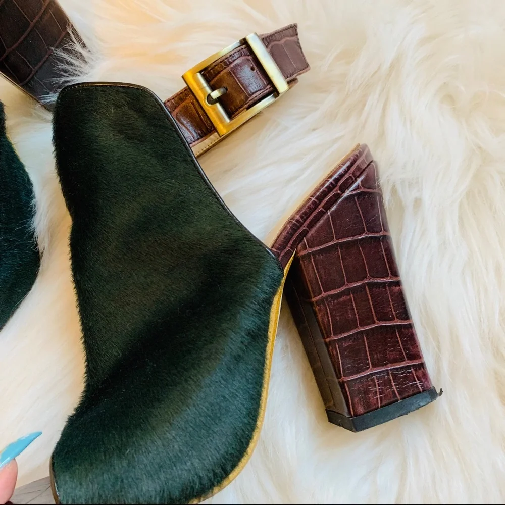 Elegant Green and Brown Ankle Booties